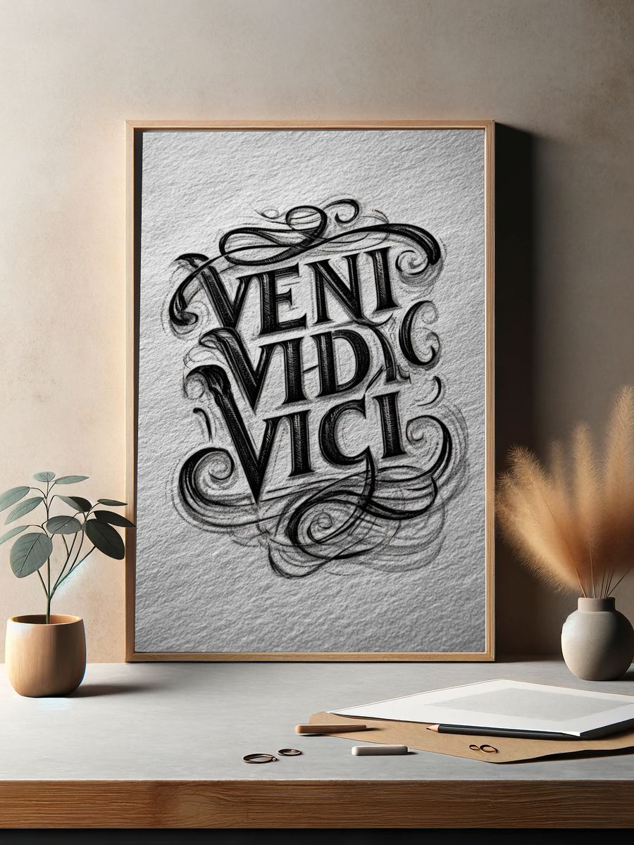 Veni Vidi Vici Typography Poster. — room view 2