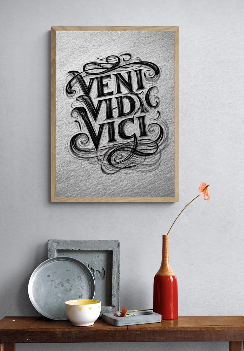 Veni Vidi Vici Typography Poster. — room view 3