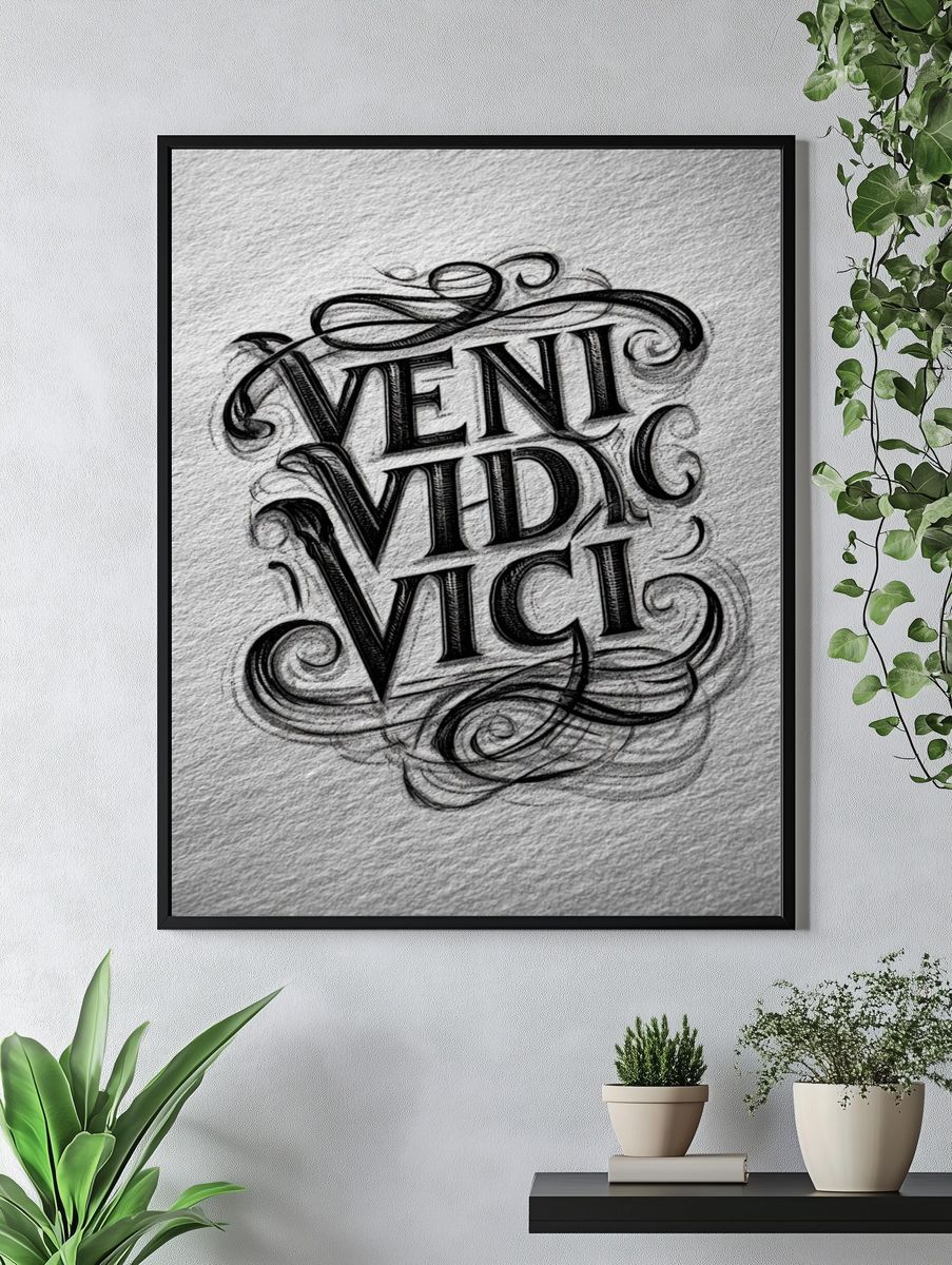 Veni Vidi Vici Typography Poster. — room view 4