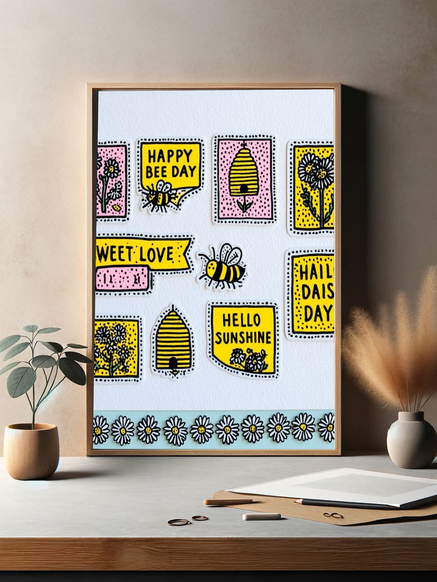 Happy Bee Day Typography Print. — room view 2