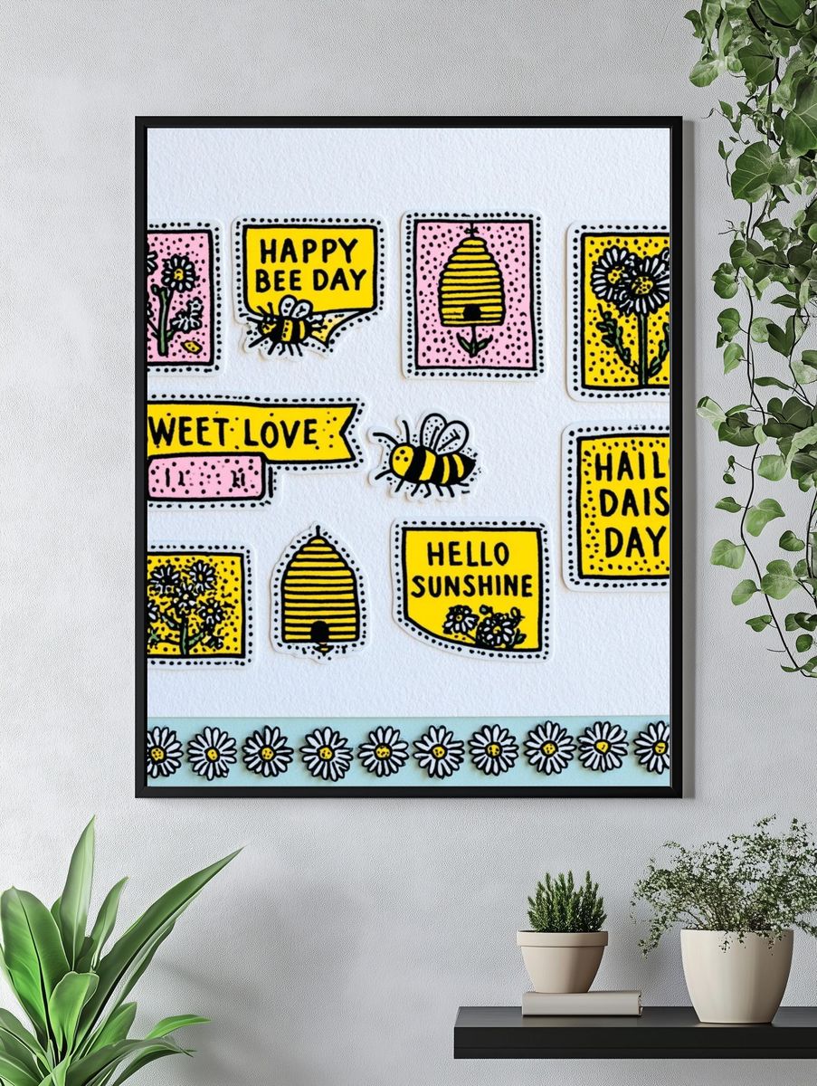 Happy Bee Day Typography Print. — room view 4