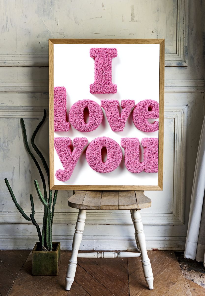 I Love You Typography Poster. — room view 1