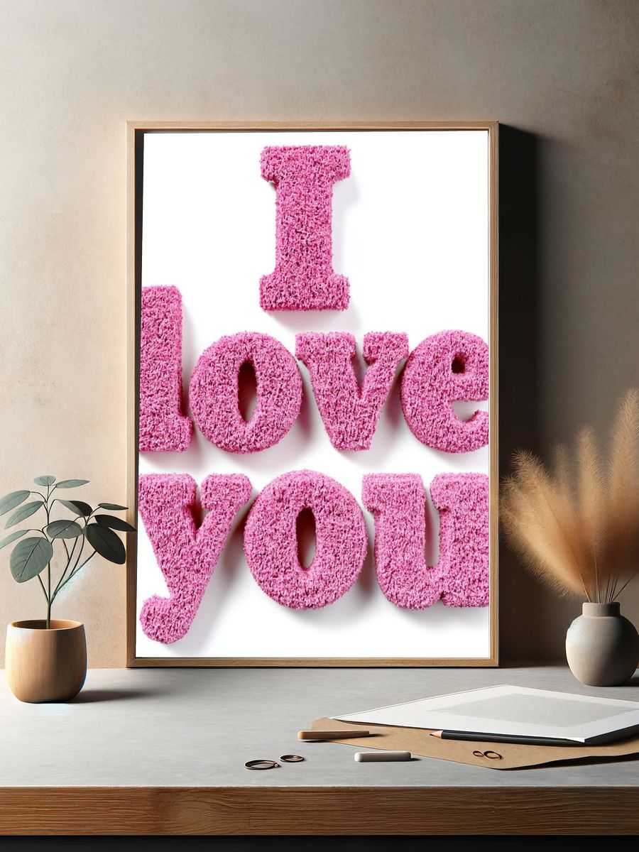 I Love You Typography Poster. — room view 2