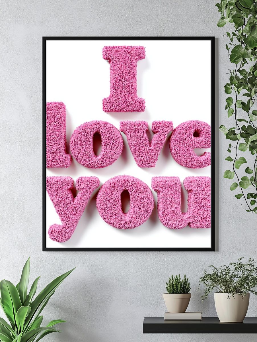 I Love You Typography Poster. — room view 4