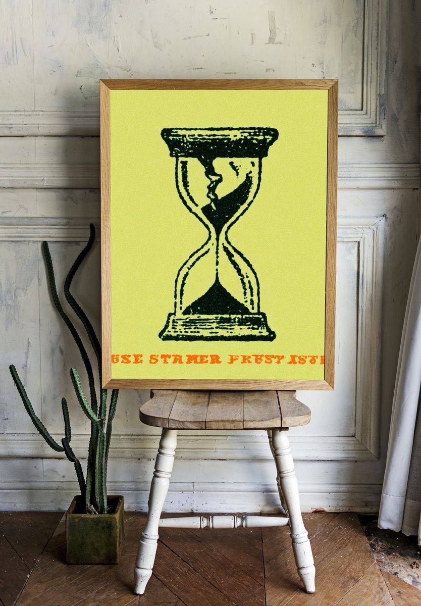 Hourglass Retro Typography Poster. room preview