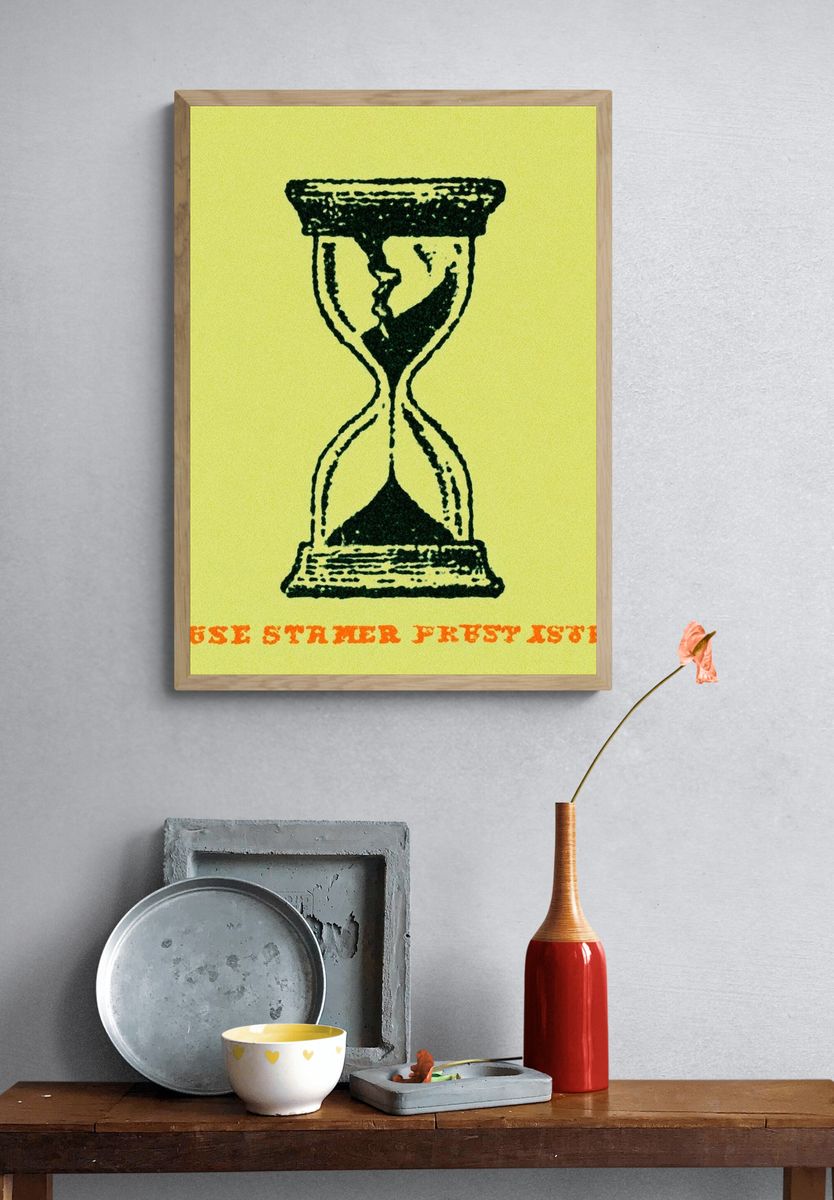 Hourglass Retro Typography Poster. — room view 3