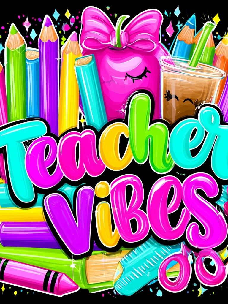 Teacher Vibes Typography Poster. poster detail