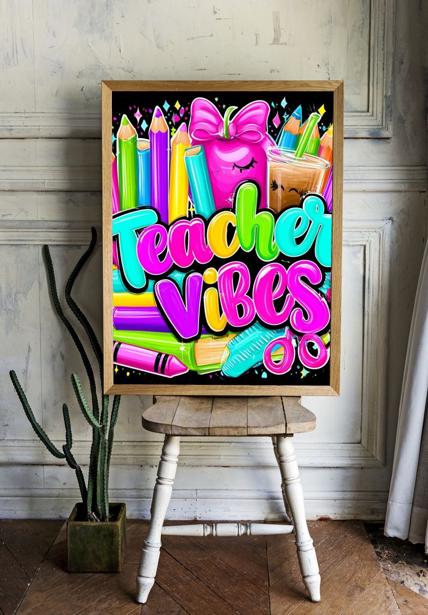 Teacher Vibes Typography Poster. room preview