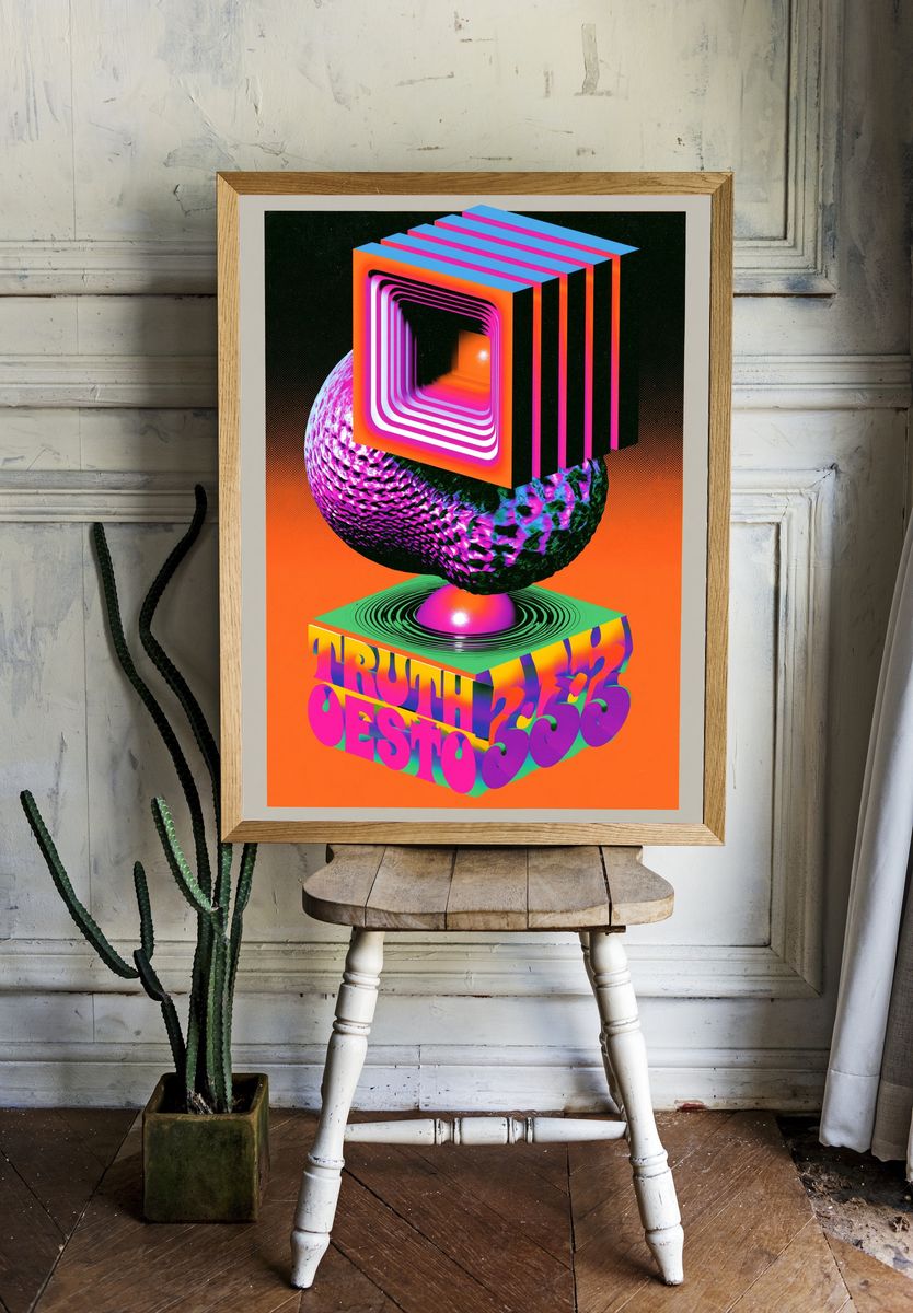 Truth Oestro Neon Typography Poster. — room view 1