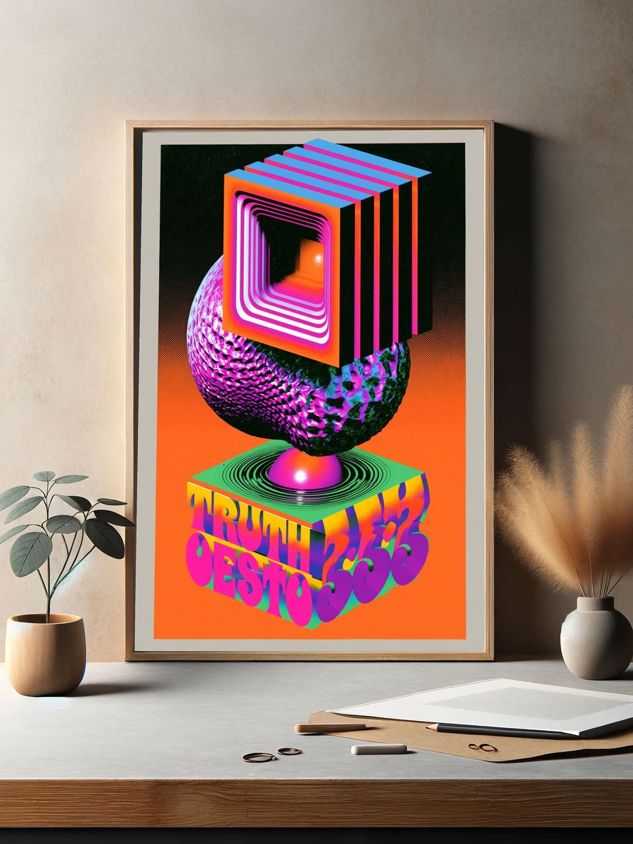 Truth Oestro Neon Typography Poster. — room view 2
