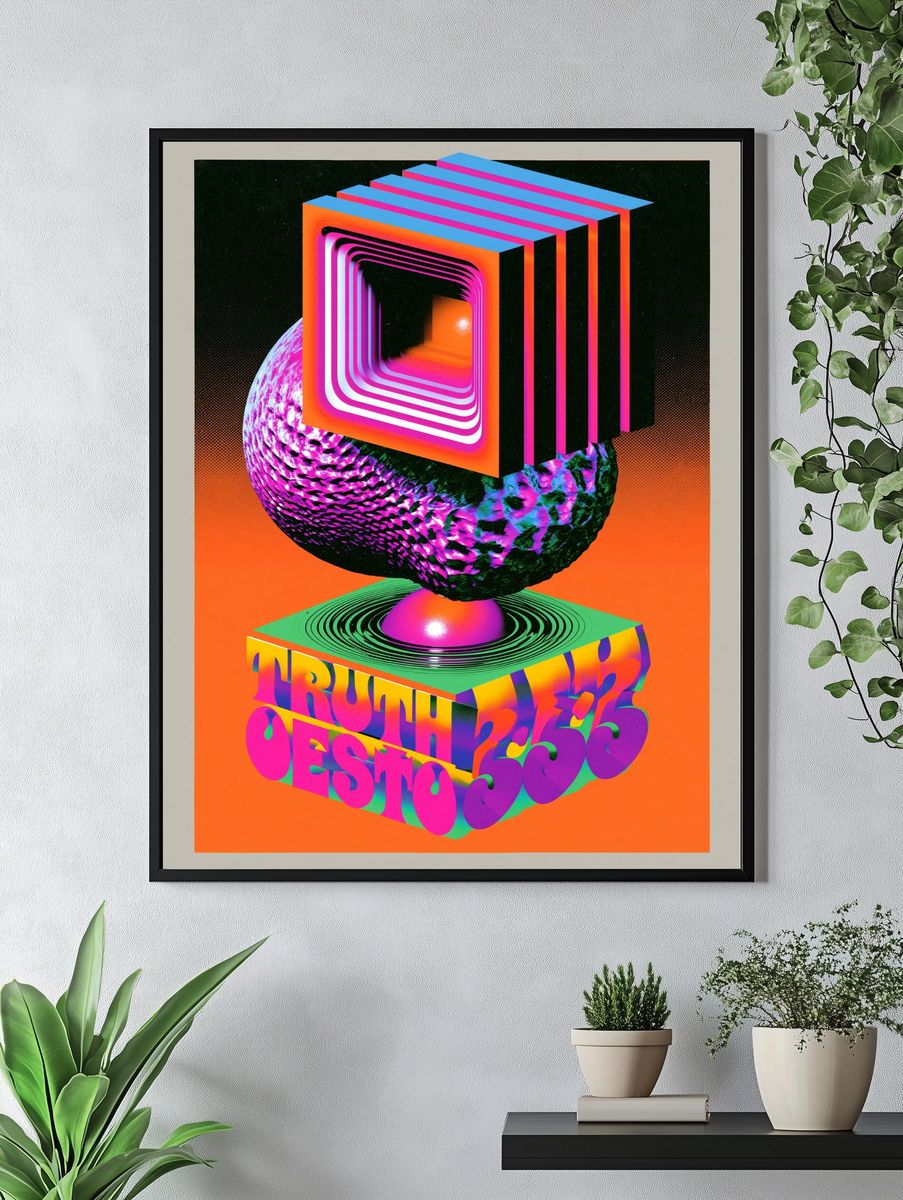 Truth Oestro Neon Typography Poster. — room view 4