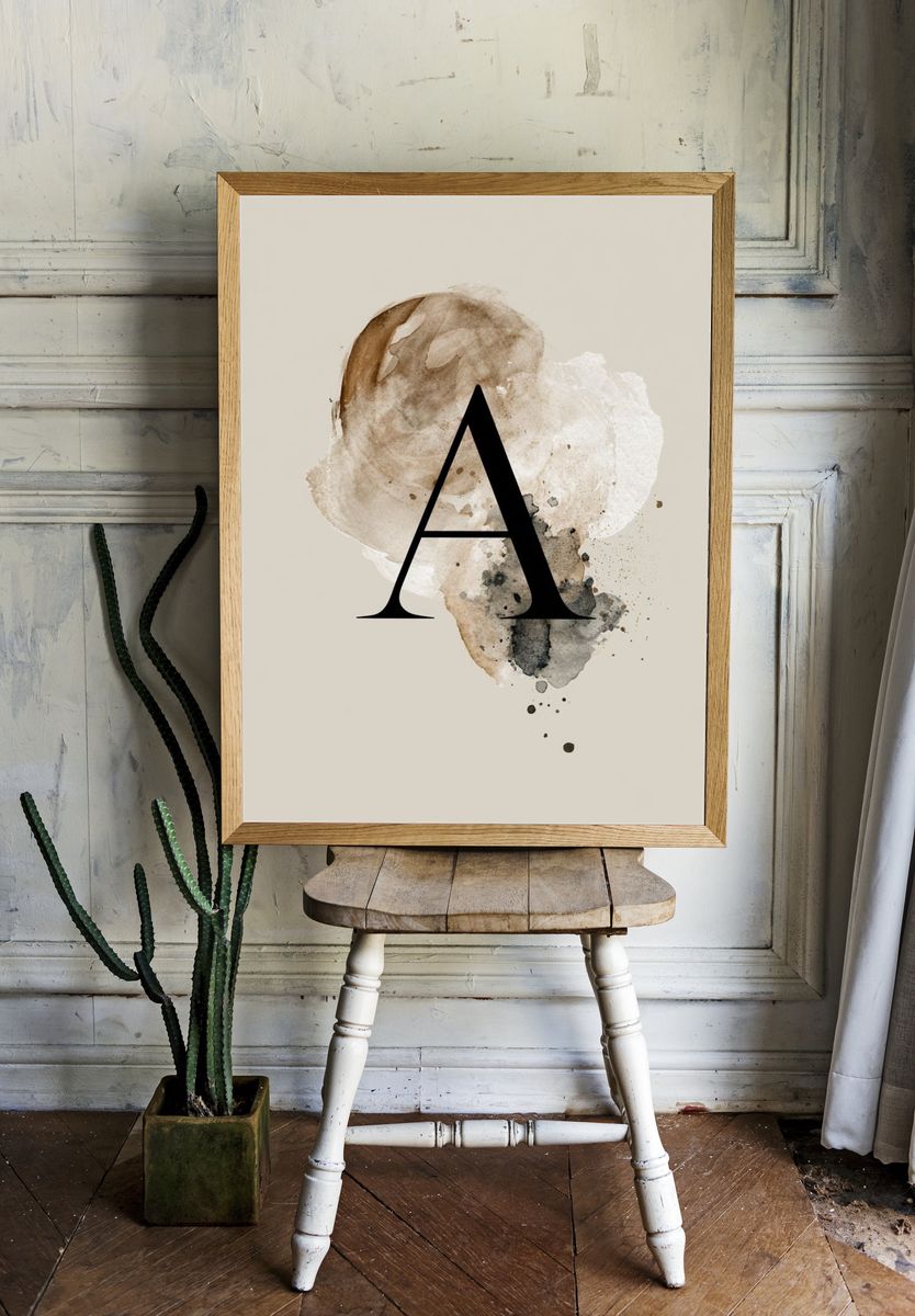 Abstract Letter A Typography Print. — room view 1