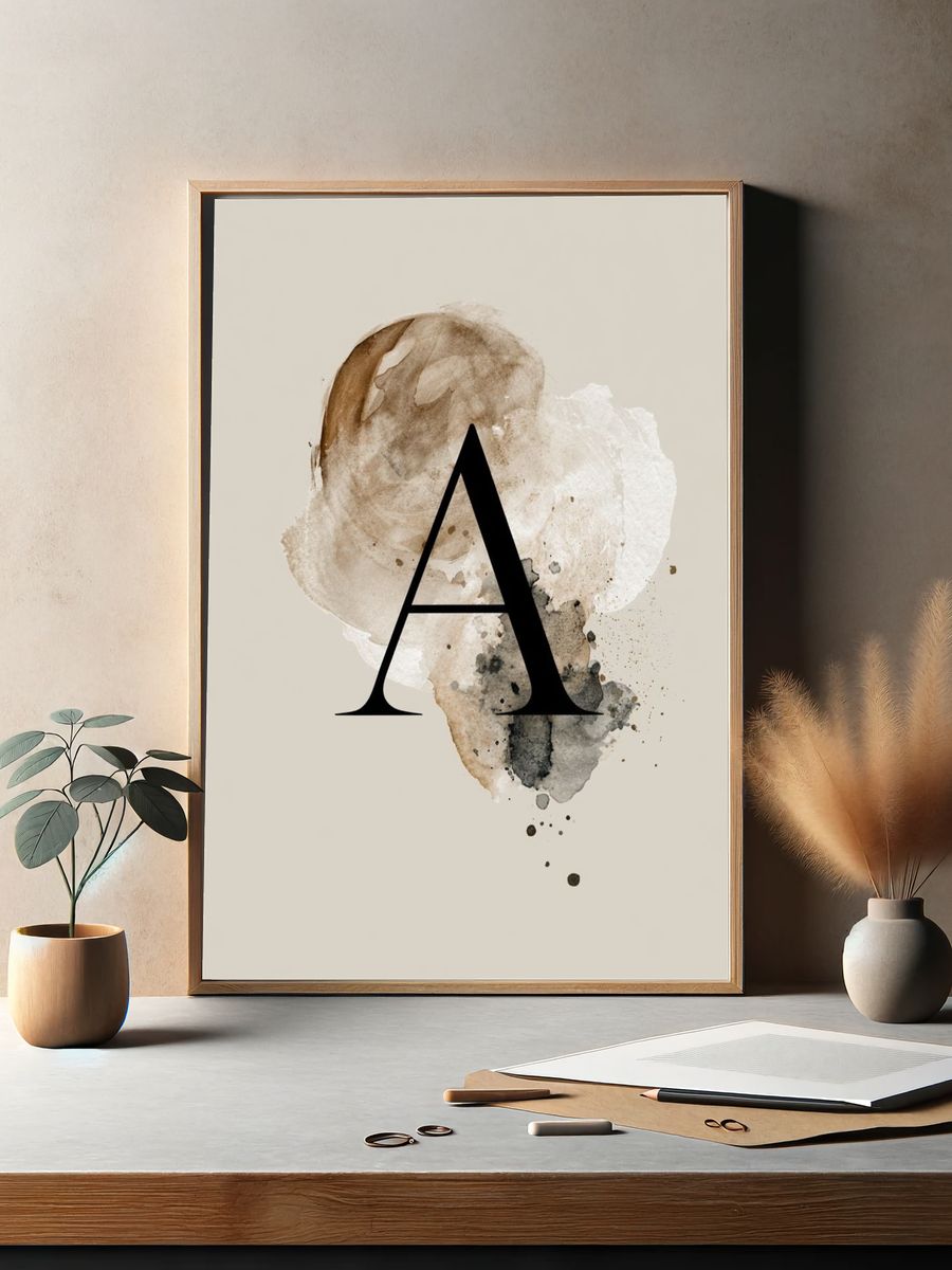 Abstract Letter A Typography Print. — room view 2