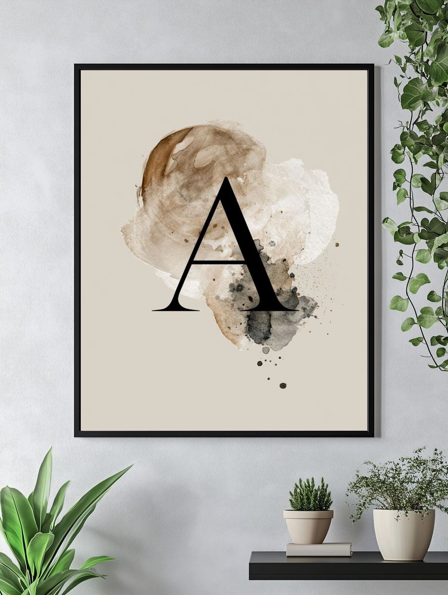 Abstract Letter A Typography Print. — room view 4