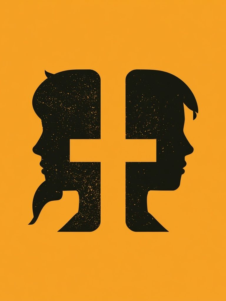 Dual Profile Silhouette Typography Poster. poster — typography art