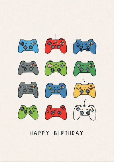 Happy Birthday Game Controllers Poster. poster