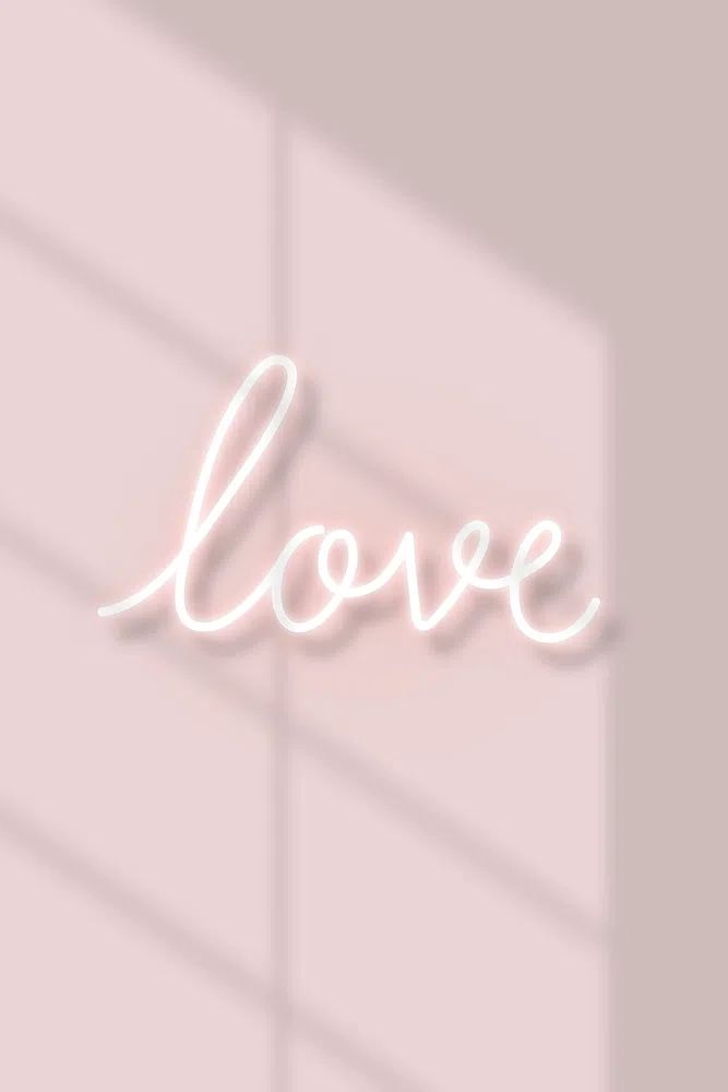 Love neon text natural light. poster — typography art