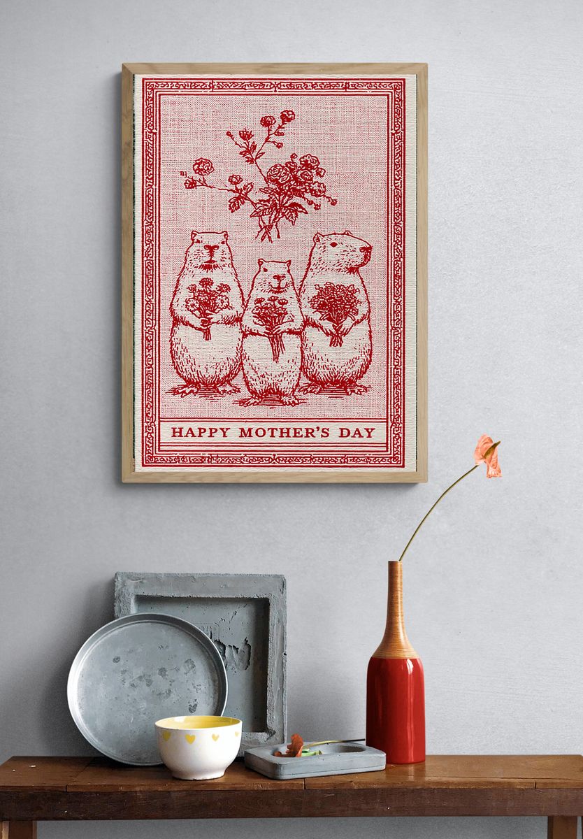 Happy Mother’s Day Bears Typography Print. — room view 3
