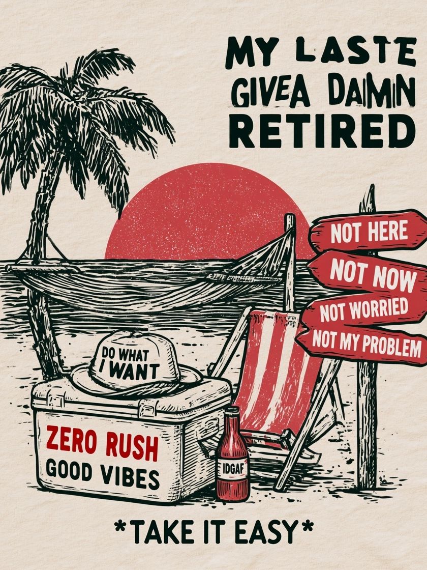 Retired Beach Humor Typography Poster. poster — typography art