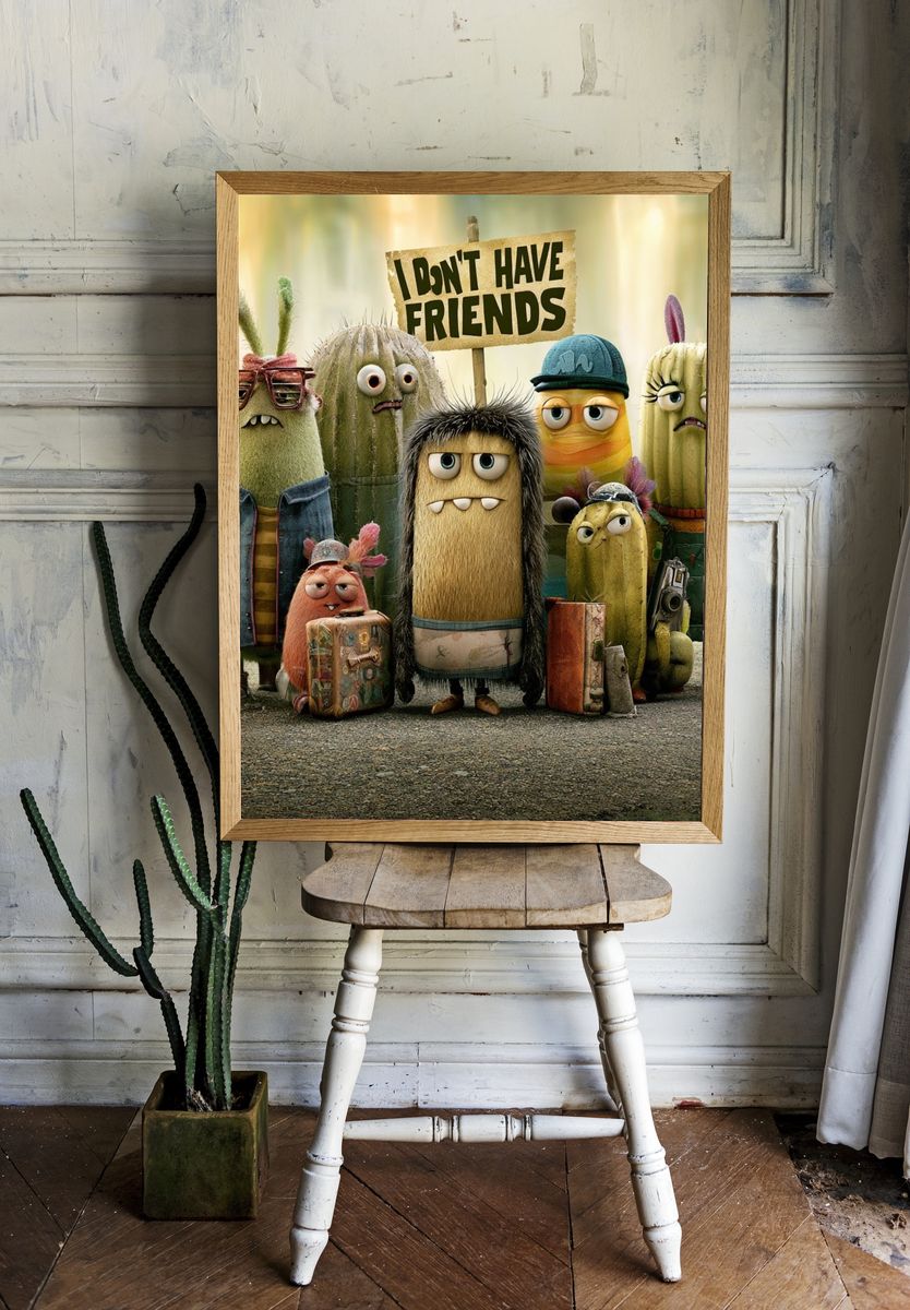 I Don't Have Friends Typography Poster. — room view 1