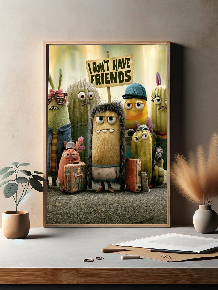 I Don't Have Friends Typography Poster. — room view 2