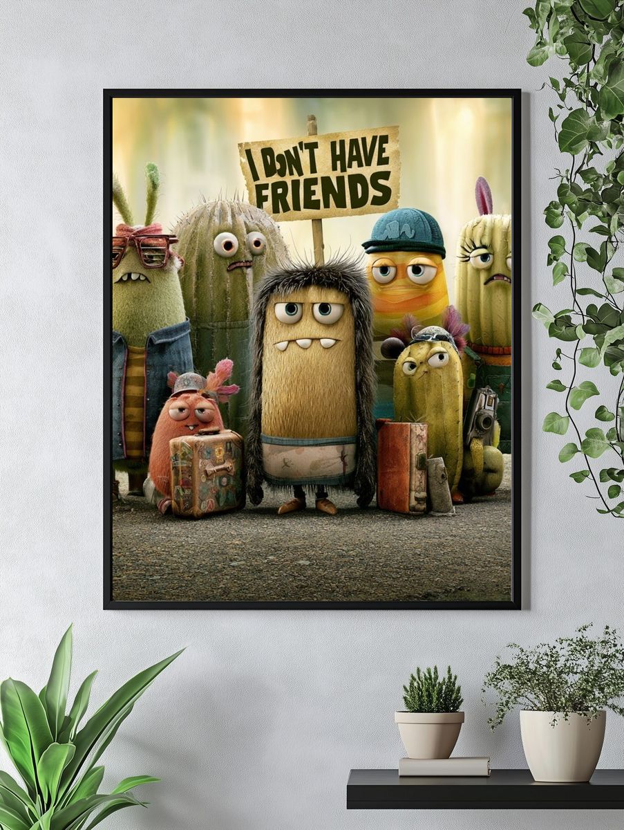 I Don't Have Friends Typography Poster. — room view 4