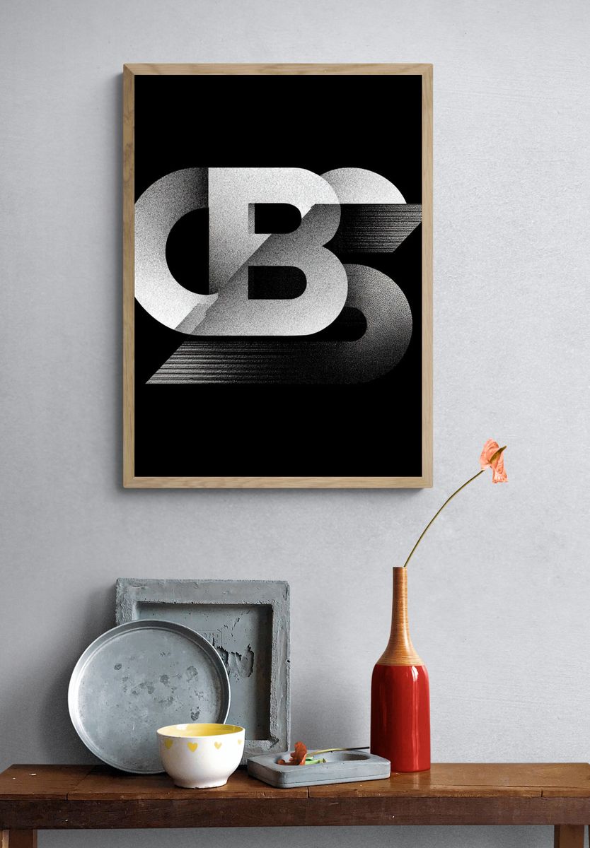 CB3 Monochrome Typography Poster. — room view 3