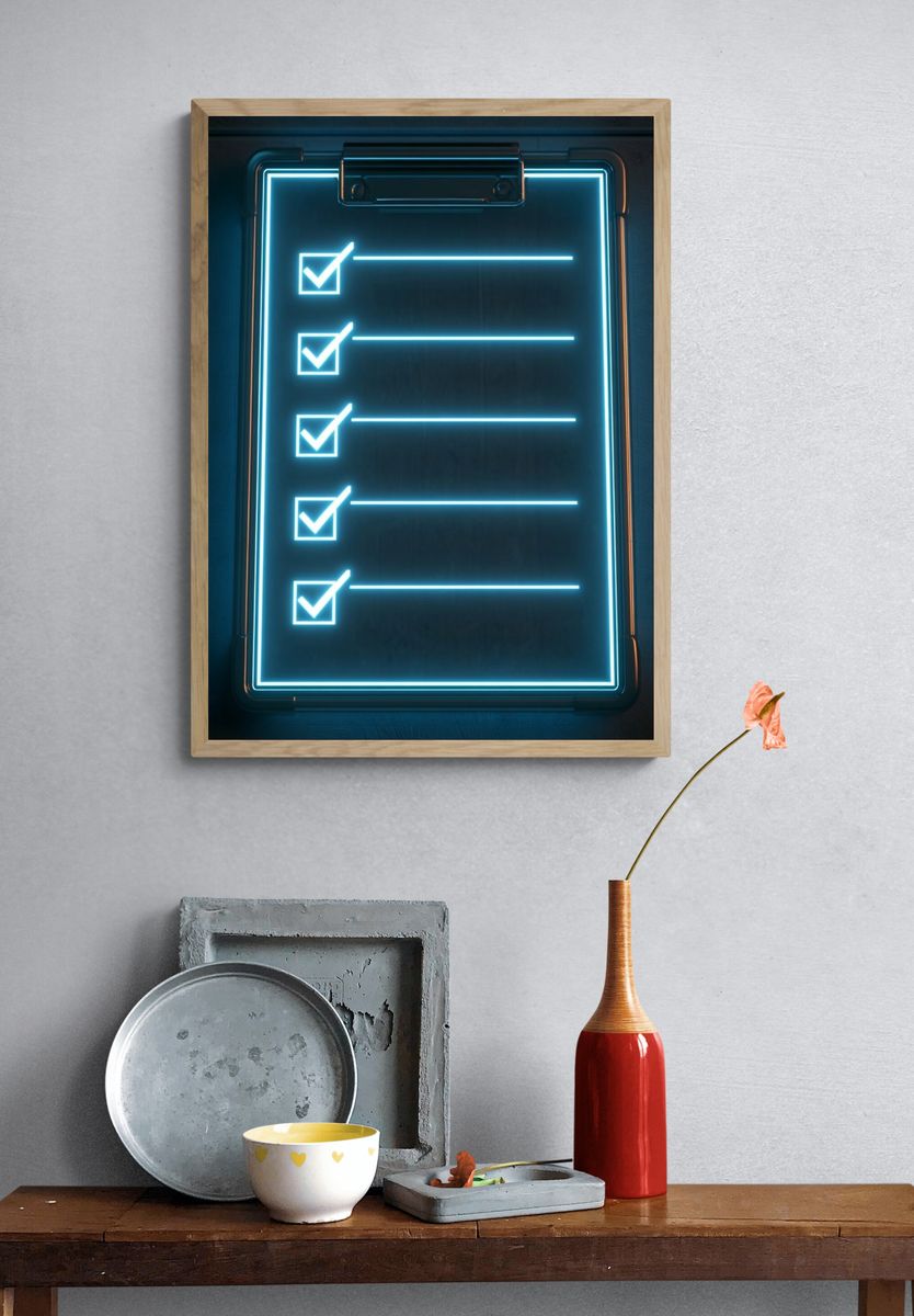 Neon Checklist Typography Poster. — room view 3