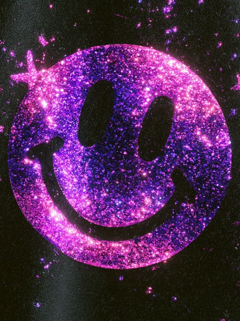 Glitter Smiley Face Typography Print. poster — typography art