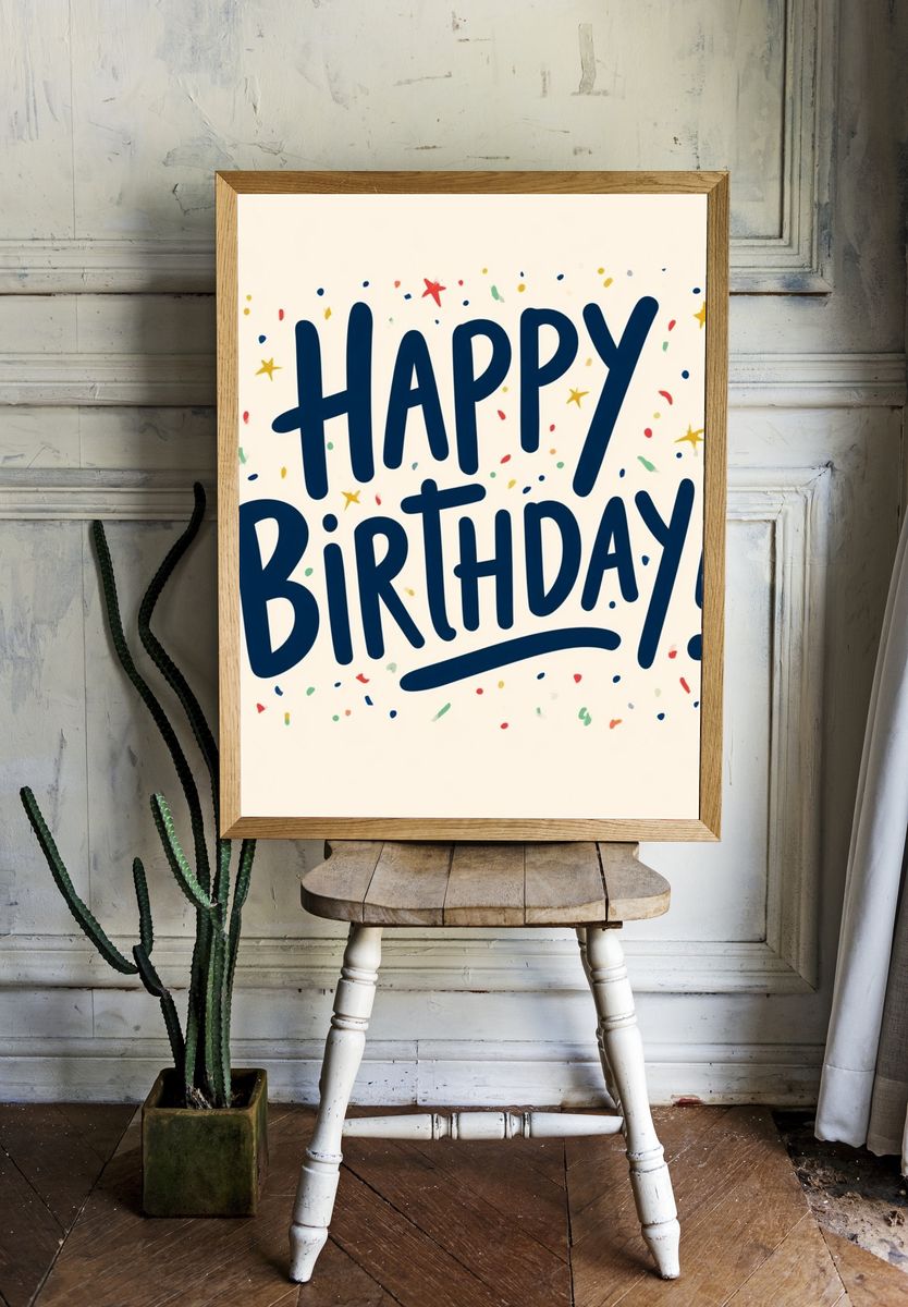 Happy Birthday Typography Poster. room preview