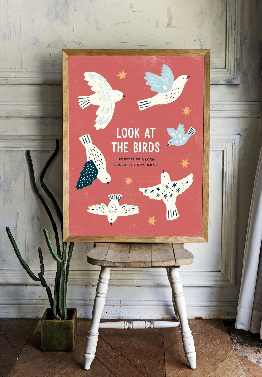 Look at the Birds Typography Poster. — room view 1