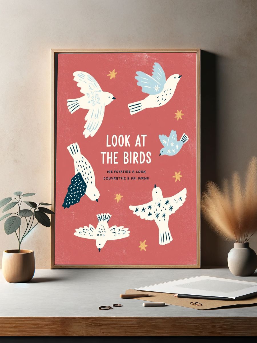 Look at the Birds Typography Poster. — room view 2
