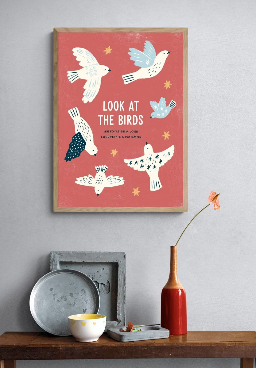 Look at the Birds Typography Poster. — room view 3