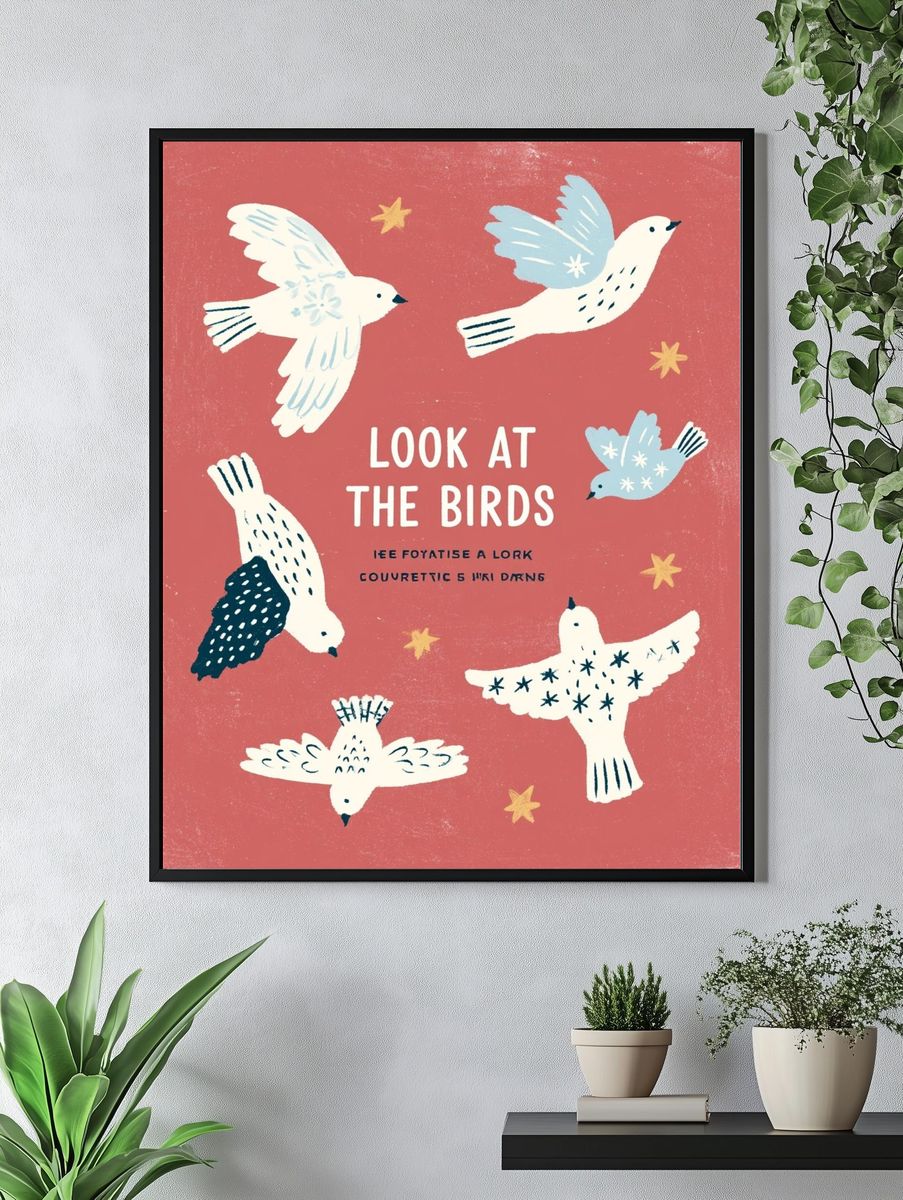 Look at the Birds Typography Poster. — room view 4