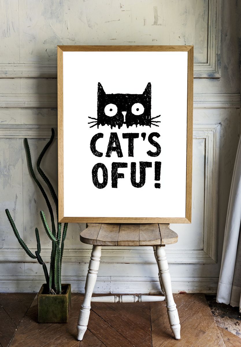 Cat's Out Typography Poster. room preview