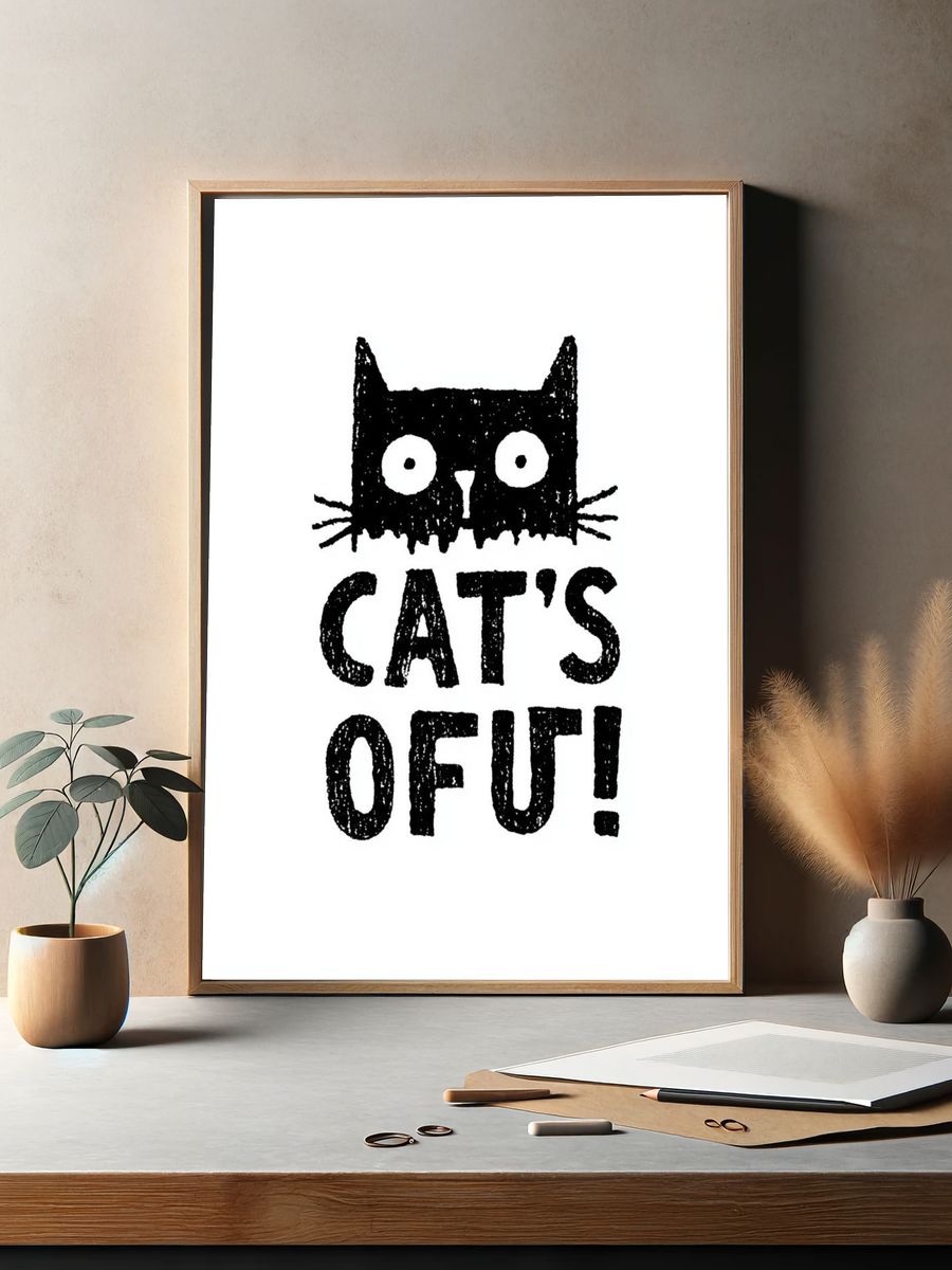 Cat's Out Typography Poster. — room view 2