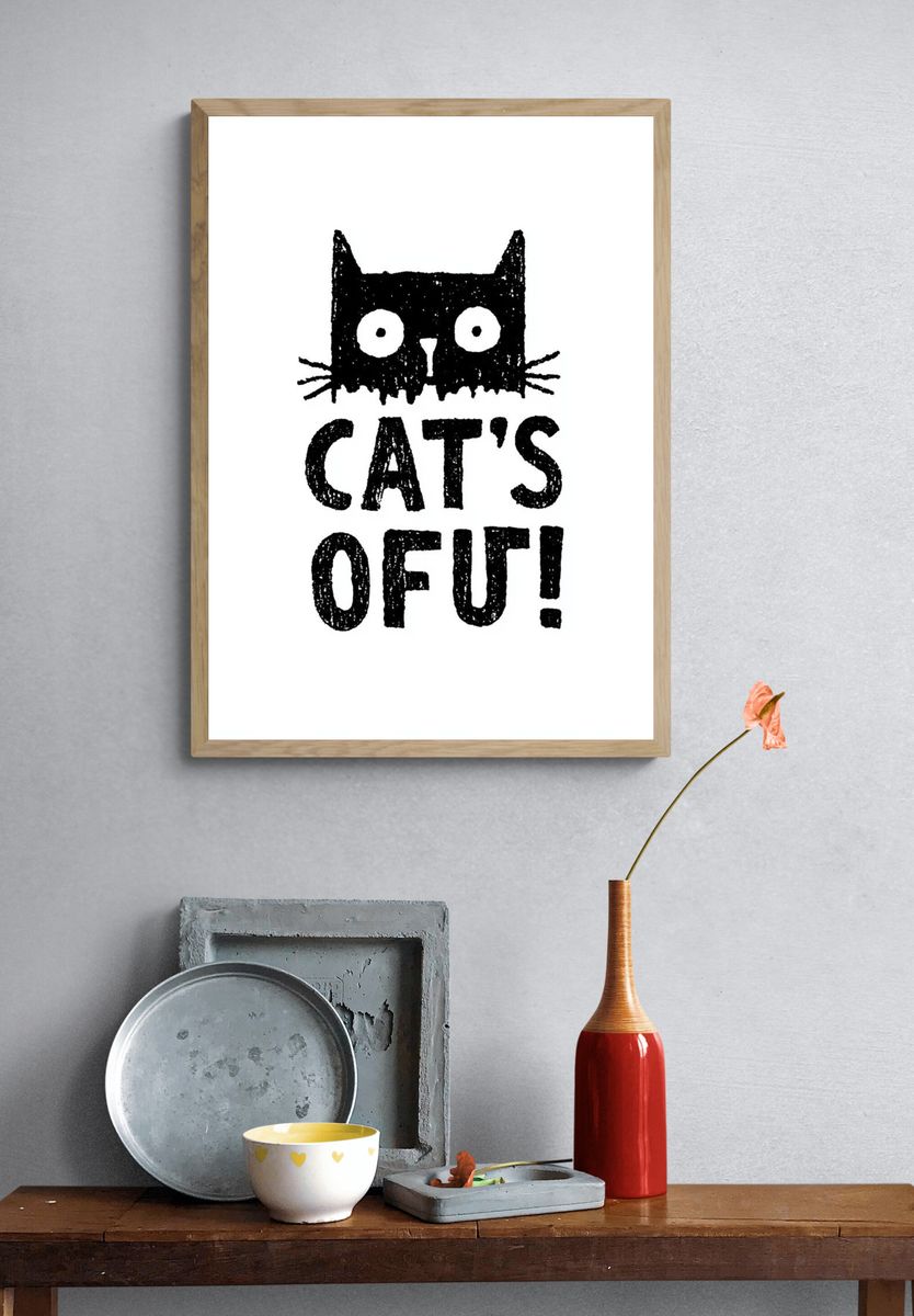 Cat's Out Typography Poster. — room view 3