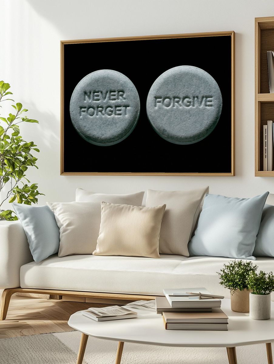 Never Forget Pill Typography Poster. — room view 2