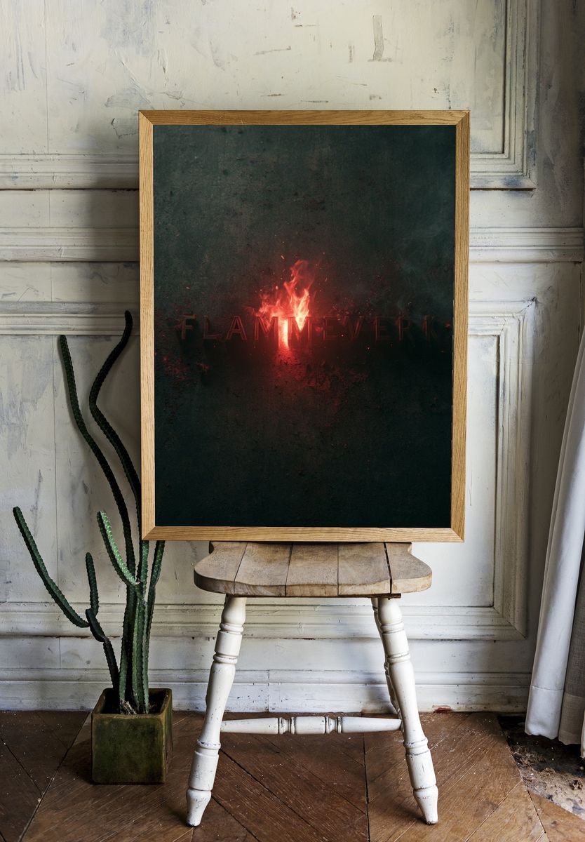 Flamewerk Dark Typography Poster. — room view 1