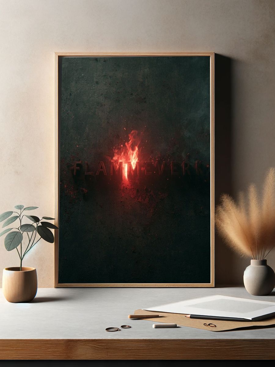 Flamewerk Dark Typography Poster. — room view 2