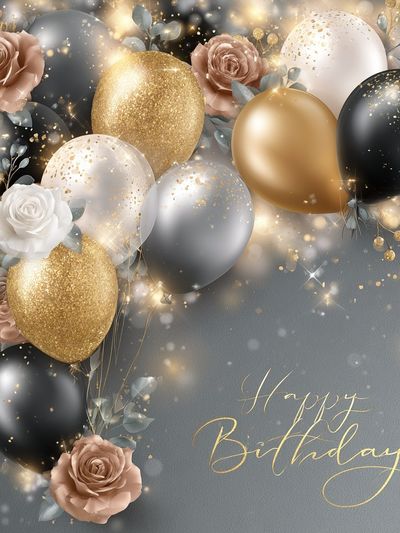 Happy Birthday Balloons Typography Poster.