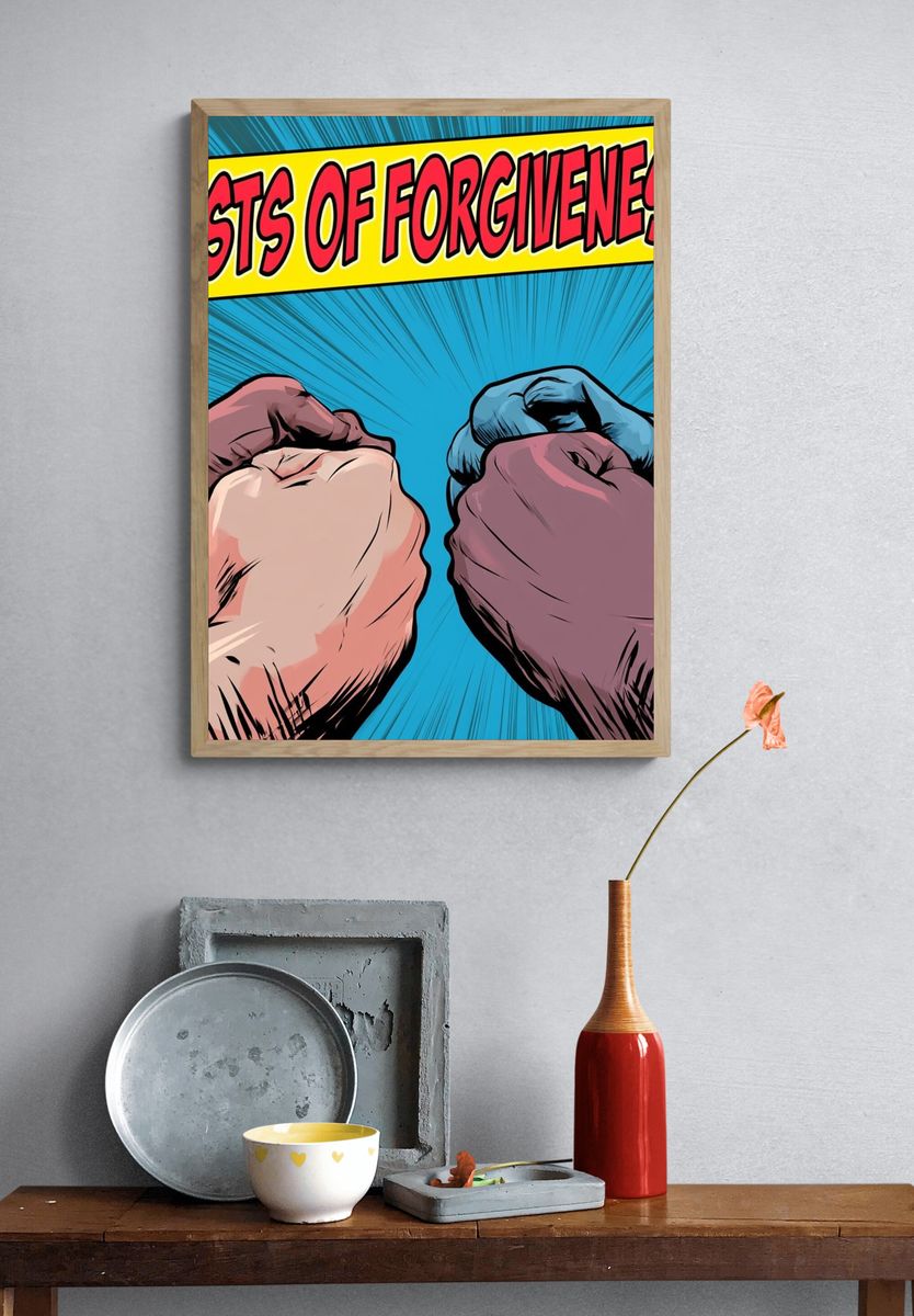 Fists of Forgiveness Typography Poster. — room view 3