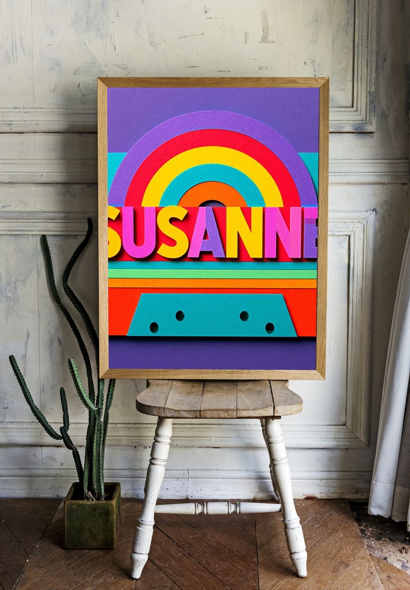 Susanne Rainbow Typography Poster. room preview