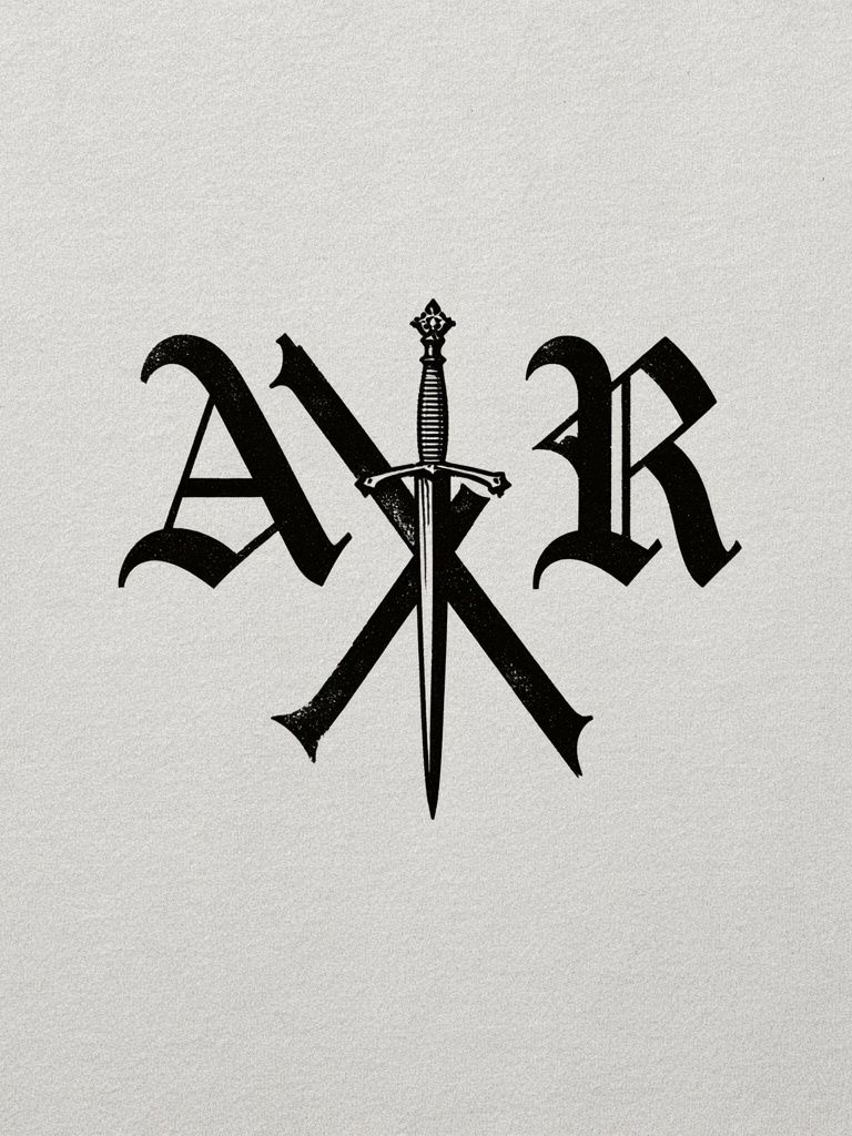 Blackletter Sword Monogram Poster. poster detail