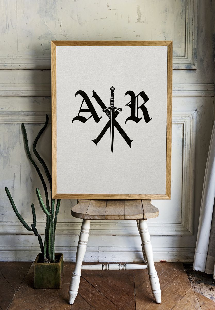 Blackletter Sword Monogram Poster. — room view 1