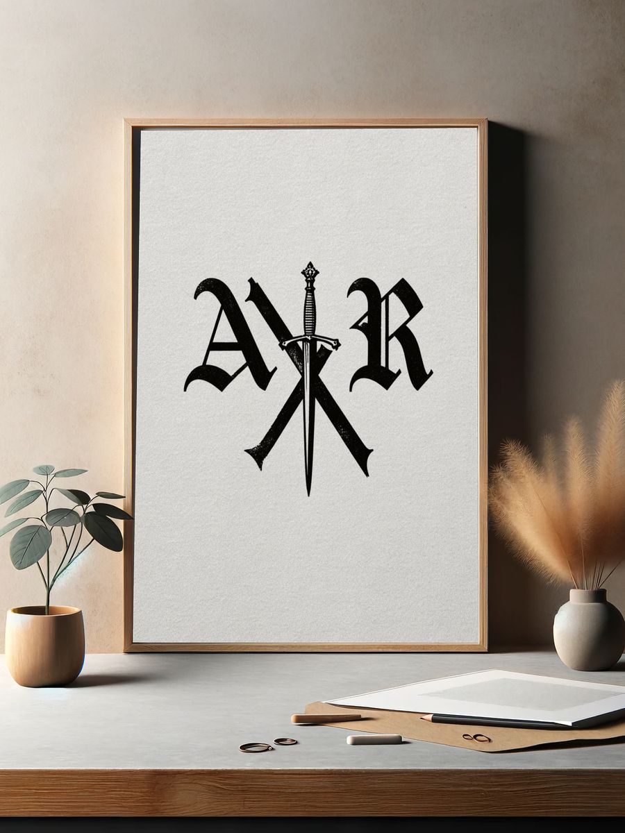 Blackletter Sword Monogram Poster. — room view 2