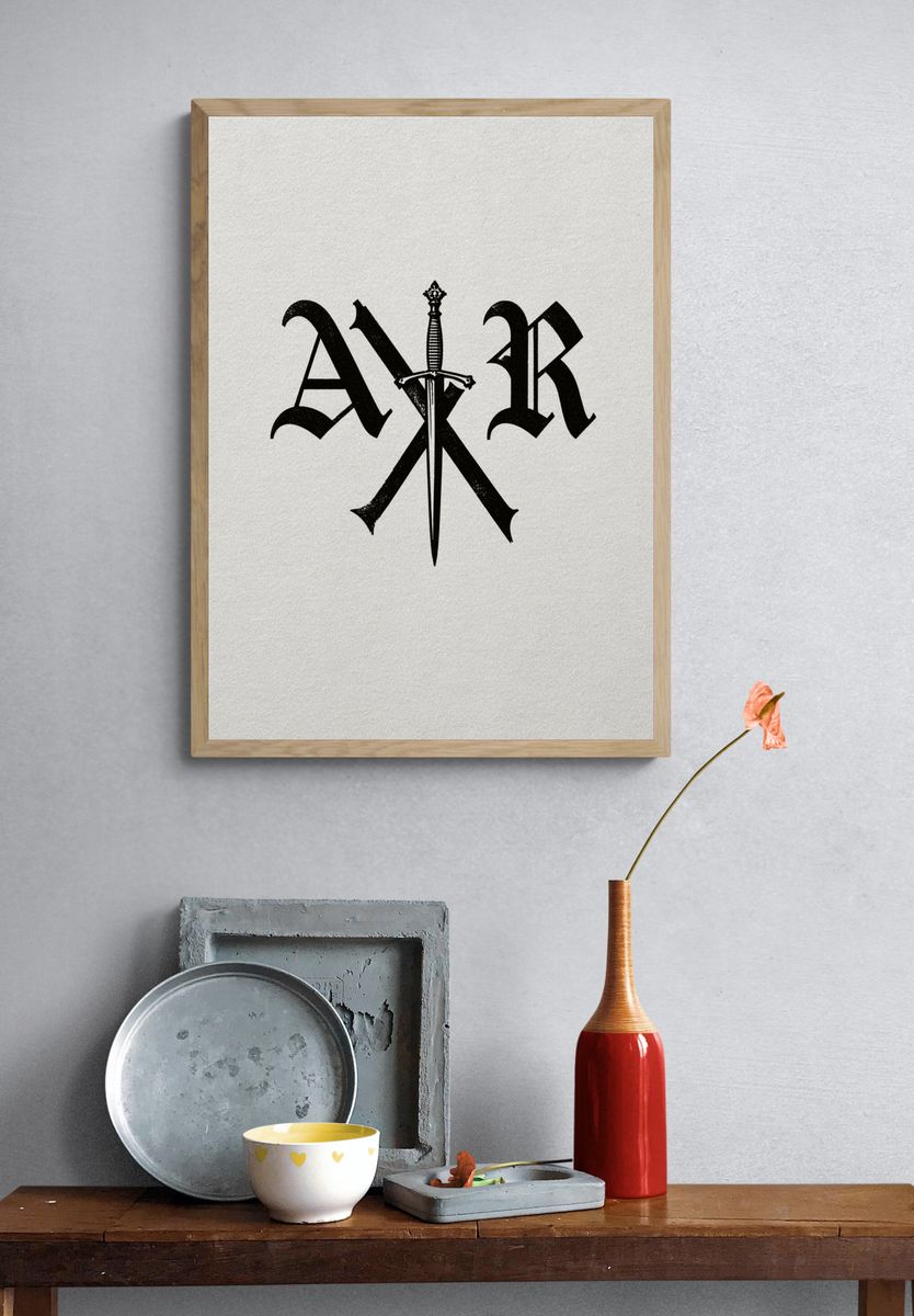 Blackletter Sword Monogram Poster. — room view 3