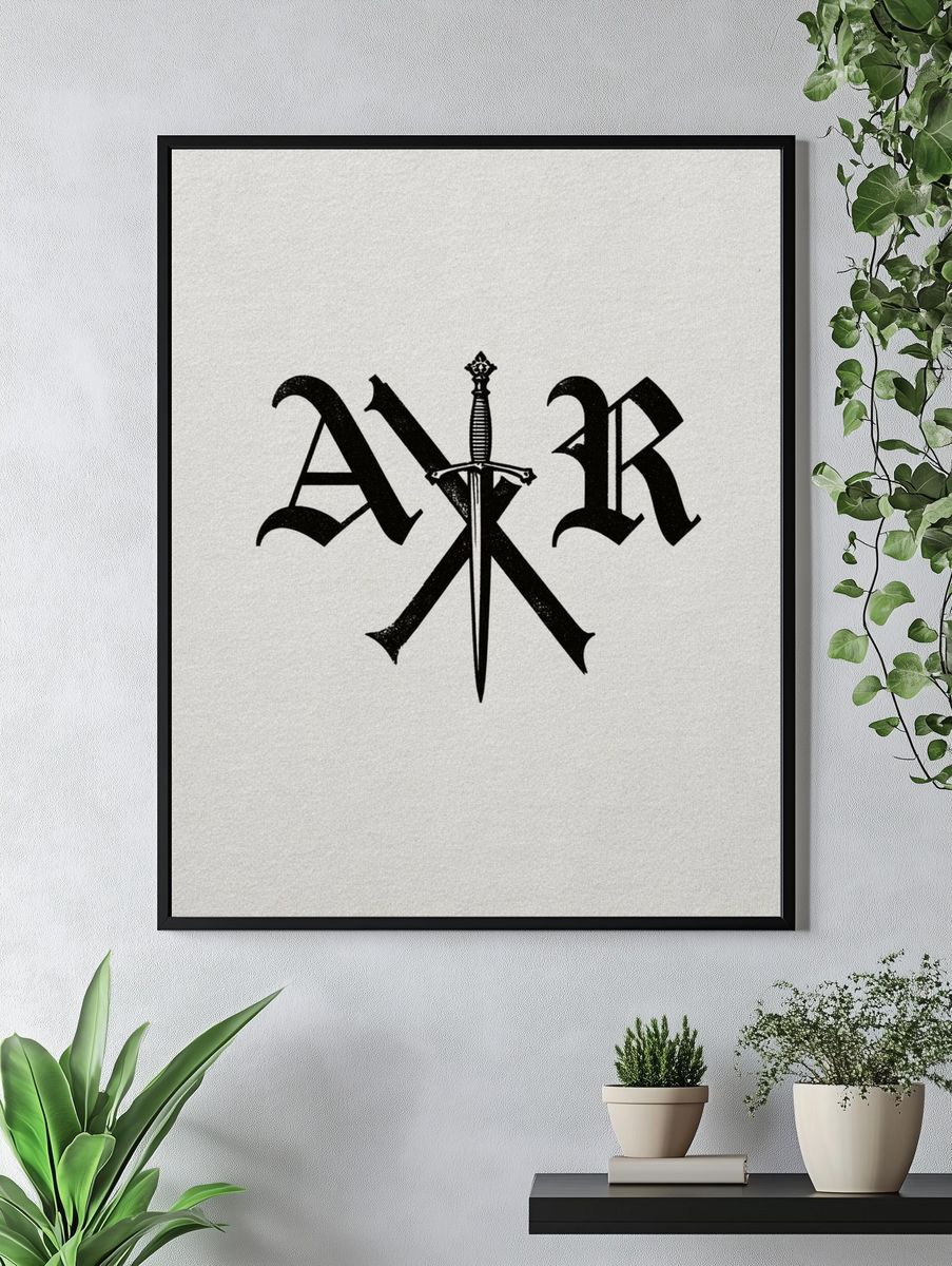 Blackletter Sword Monogram Poster. — room view 4