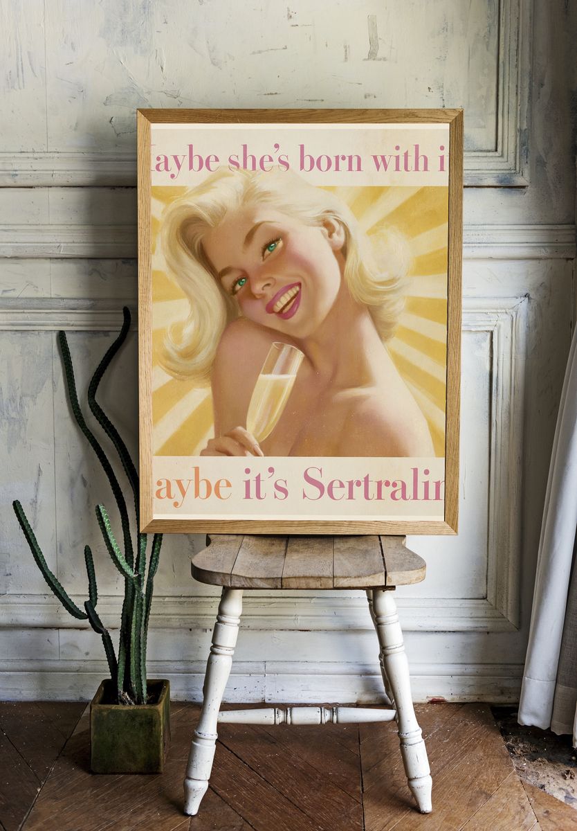 Sertraline Pop-Art Typography Poster. — room view 1