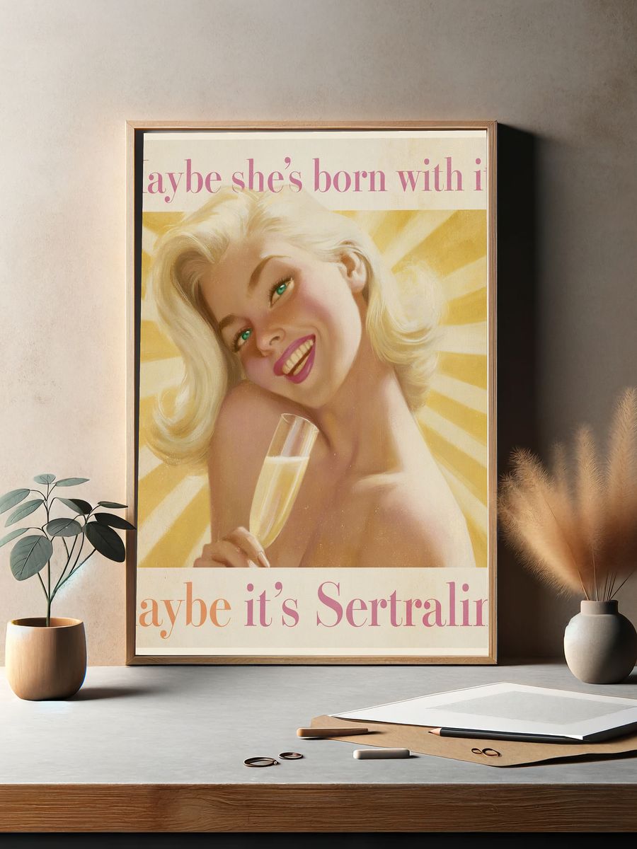 Sertraline Pop-Art Typography Poster. — room view 2